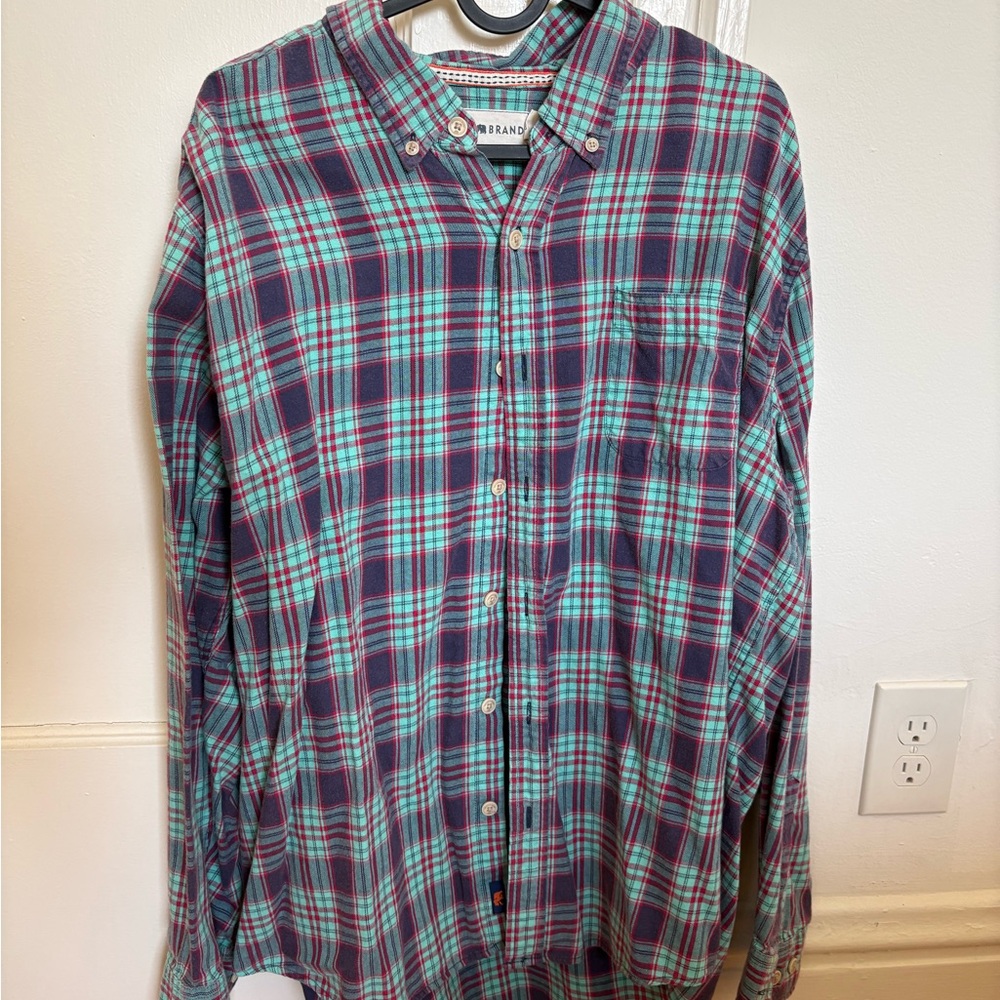 The Normal Brand Men's Blue and Red Plaid Button Down Shirt